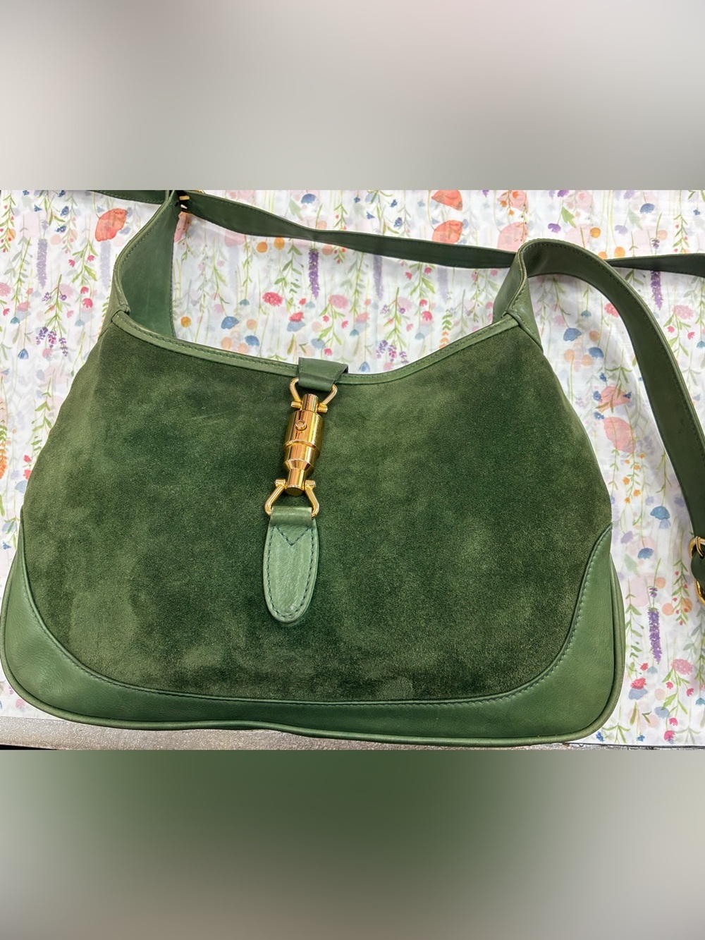 GUCCI Jackie Olive Green Bag with Gold Hardware